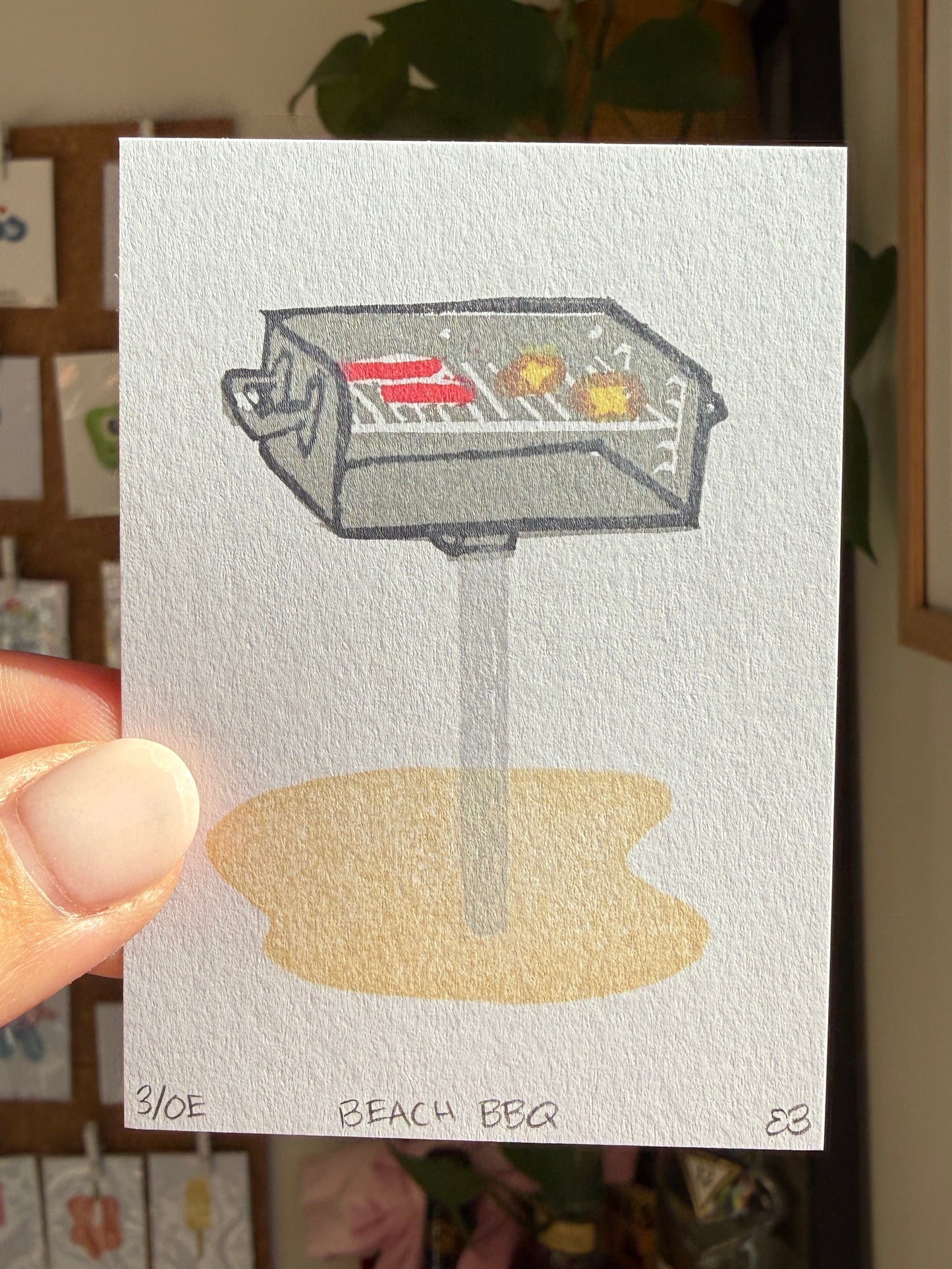 Beach BBQ - Original Linocut
