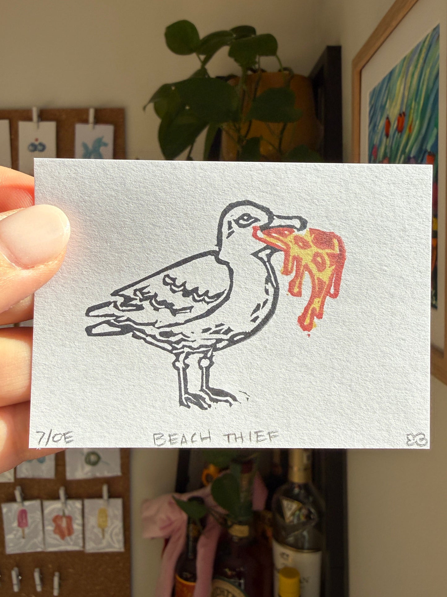 Beach Thief - Original Linocut