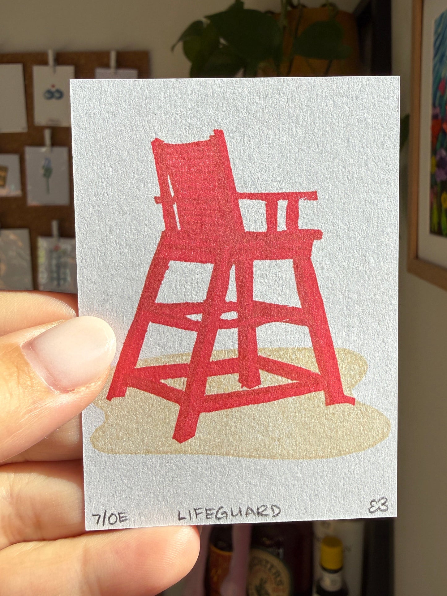 Lifeguard Stand - Original Linocut