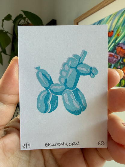 Balloonicorn - Original Linocut