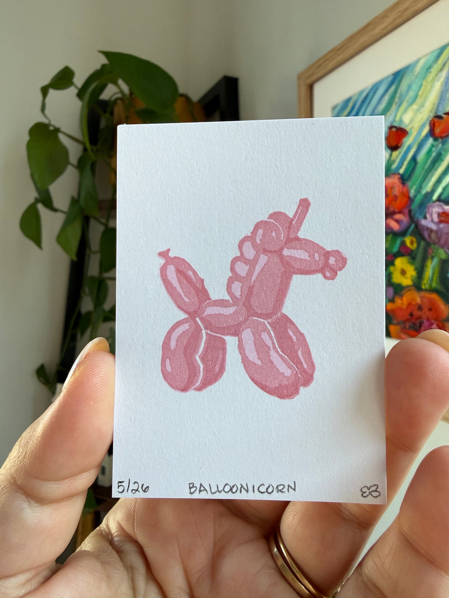 Balloonicorn - Original Linocut
