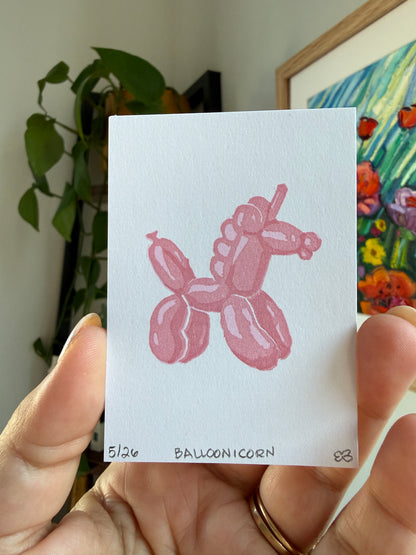 Balloonicorn - Original Linocut