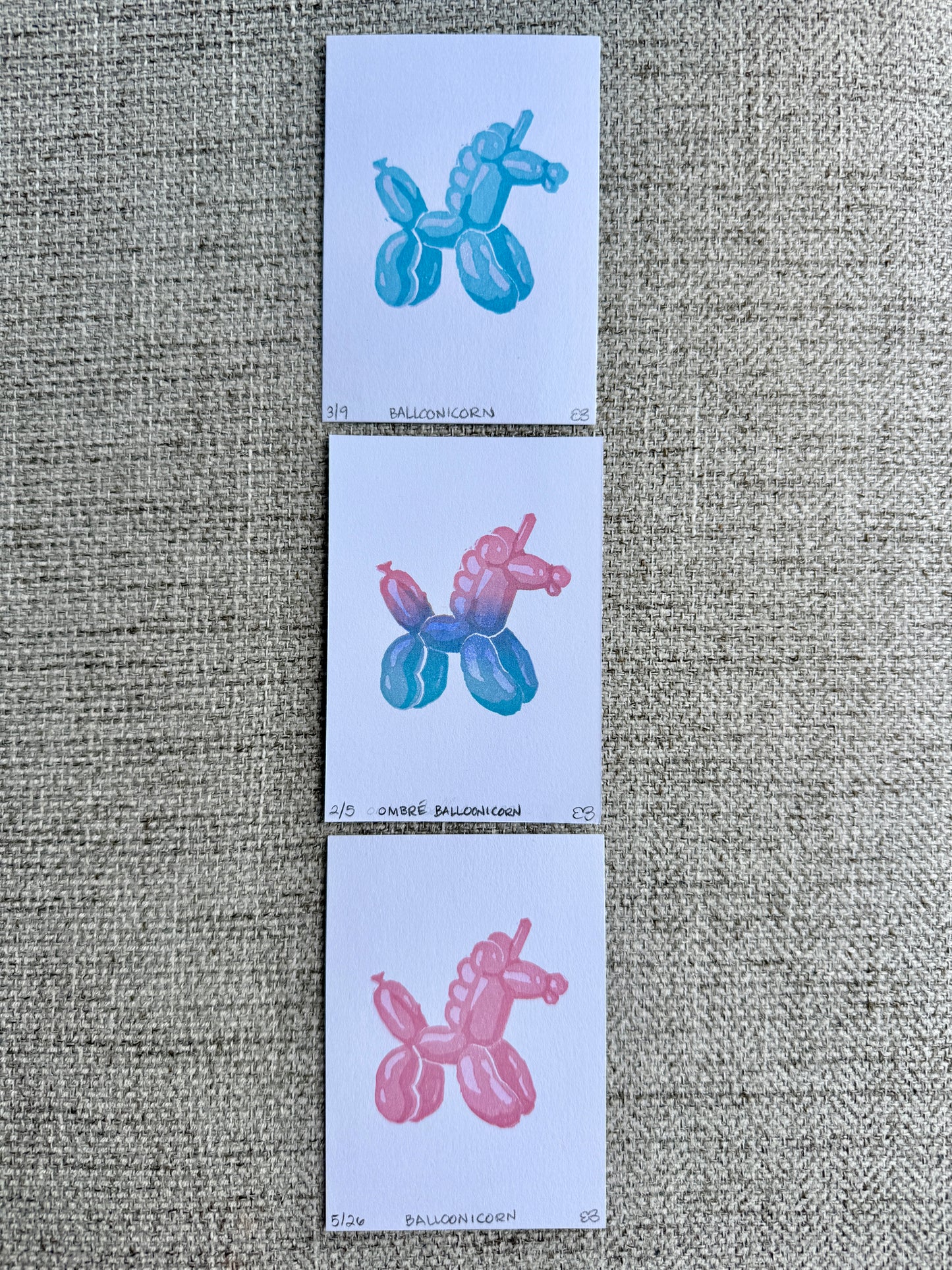 Balloonicorn - Original Linocut