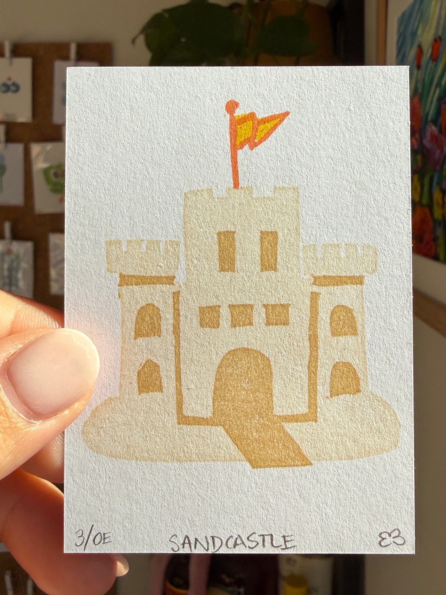 Sandcastle - Original Linocut