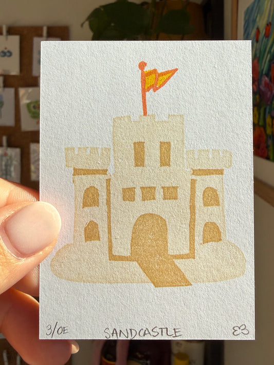 Sandcastle - Original Linocut