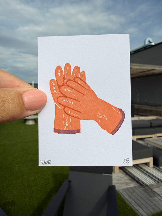 Glove Up - Original Linocut